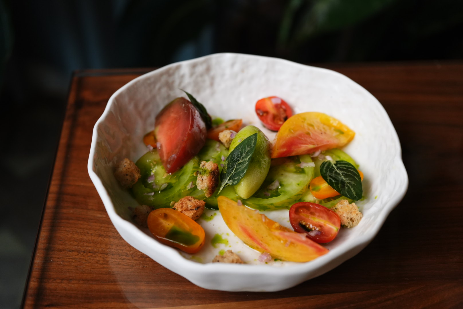 Salade de tomates anciennes, restaurant